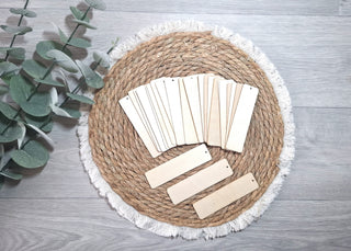 25 Holz-Lesezeichen mit Anhänger – ideal für Rub Ons