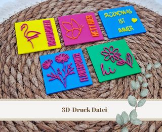 3D-Druckdatei "5 Magnete mit Flamingo, Blume etc." – 3MF-Datei als Download für 3D-Drucker