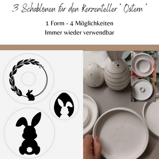 Schablonen für Silikonformen 3er Set Tellerschablonen Ostern