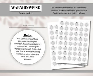Sticker Warnhinweise BETON
