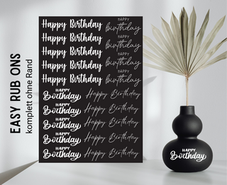 Rub On Sticker Happy Birthday weiß