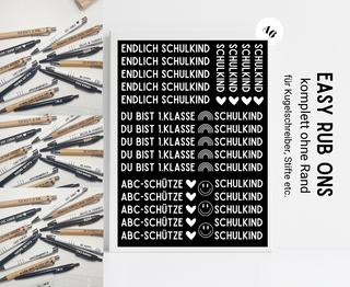Rub On Sticker Kuli Sprüche Schulkind weiß