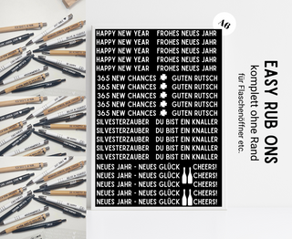Rub On Sticker Kuli Sprüche Silvester weiß