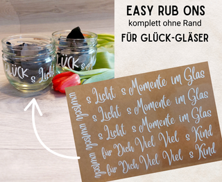 Rub On Sticker GLÜCK-Gläser Sprüche