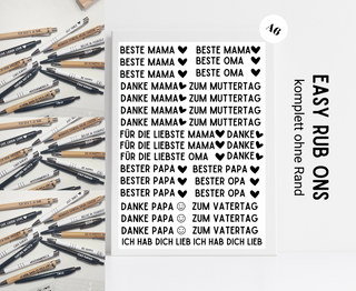 Rub On Sticker Kuli Sprüche Mutter-/Vatertag A6
