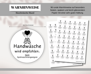 Sticker „Handwäsche empfohlen“ Hand