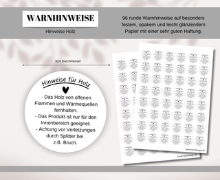Sticker Hinweise für Holz