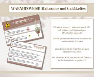Warnhinweise kombiniert Makramee und Gehäkeltes