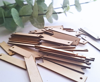 50 naturfarbene Holz-Labels – ca. 1,2 × 6,3 cm