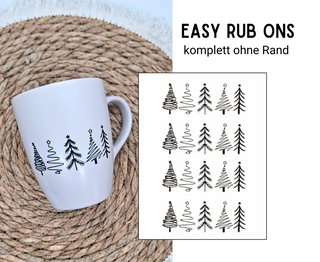 Rub On Sticker 4er Set Tannenbäume schwarz