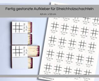 Sticker für Streichholzschachteln Tic Tac Toe