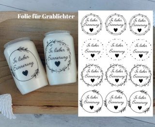 Wasserschiebefolie Trauerkerze Grablichter 3