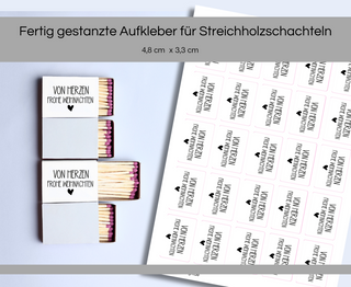 Sticker für Streichholzschachteln Frohe Weihnachten 1