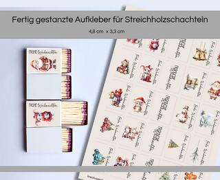 Sticker für Streichholzschachteln Frohe Weihnachten 2 beige