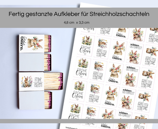 Sticker für Streichholzschachteln Ostern bunt
