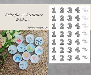 Wasserschiebefolie Teelichter Advent Advent