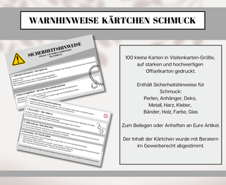 Warnhinweise Karten für SCHMUCK