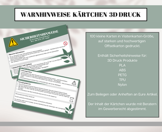 Warnhinweise Karten für 3D DRUCK