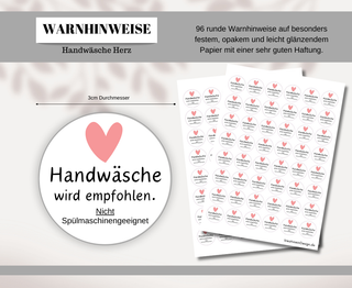 Sticker „Handwäsche empfohlen“ Herz