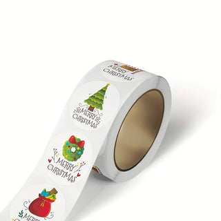 Sticker rund Merry Christmas bunt