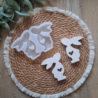 Silikonform 2er Set Hasen mit Herz seitlich