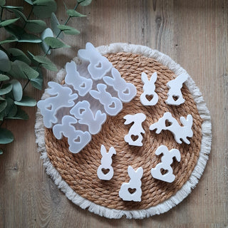 Silikonform Ostern 7 Hasen groß