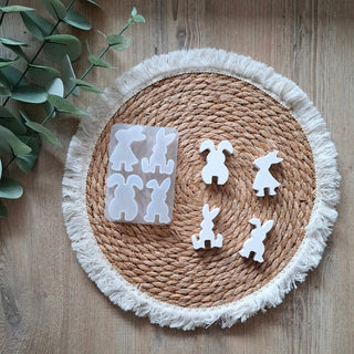 Silikonform Ostern 4er Set Hasen-Aufstecker