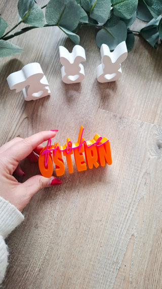 3D Druck Rohling "frohe Ostern" orange - pink