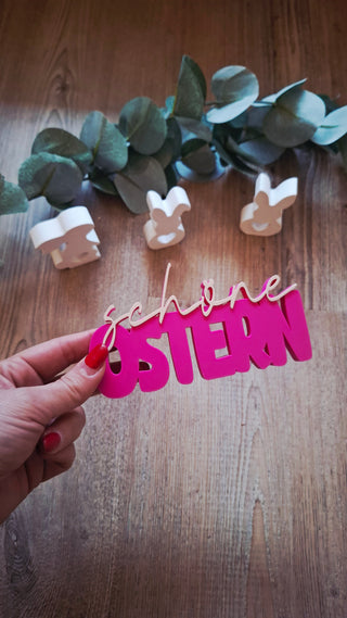 3D Druck Rohling "schöne Ostern"  pink-beige