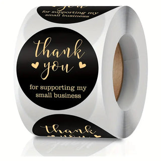 Sticker rund Thank you schwarz-gold