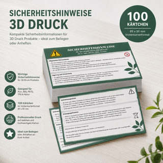 3D DRUCK Warnhinweise Karten