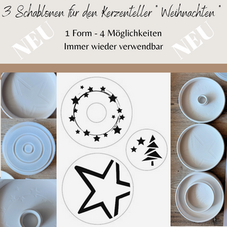 Schablonen für Silikonformen 3er Set Tellerschablonen Weihnachten