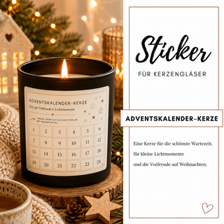 ADVENTSKALENDER KERZE - 10 Sticker für Kerzengläser