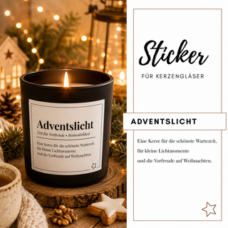 ADVENTSLICHT - 10 Sticker für Kerzengläser
