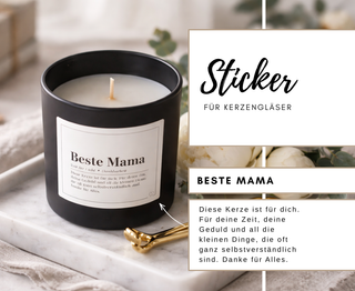 BESTE MAMA - 10 Sticker für Kerzengläser