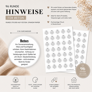 Sticker Warnhinweise BETON