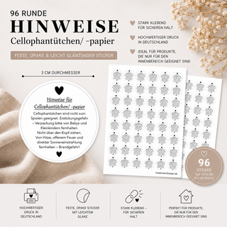 Sticker Warnhinweise Cellophantütchen/ -papier