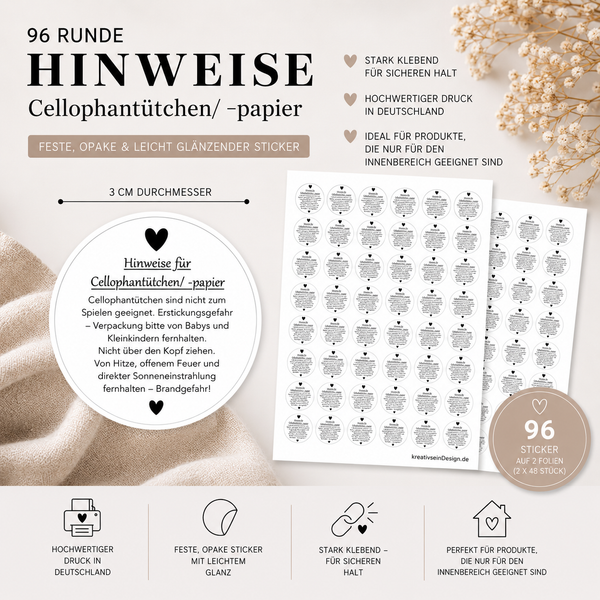Sticker Warnhinweise Cellophantütchen/ -papier – KreativseinDesign
