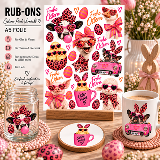 Rub On Sticker Ostern pink verrückt