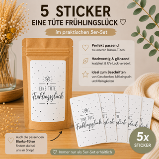 EINE TÜTE FRÜHLINGSGLÜCK 5 Sticker für Geschenktütchen