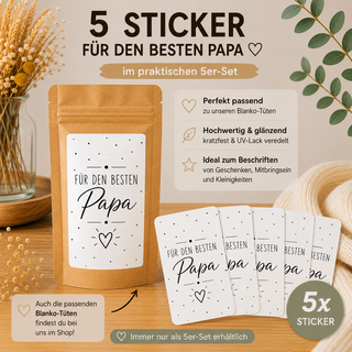 BESTER PAPA 5 Sticker für Geschenktütchen