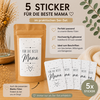 BESTE MAMA 5 Sticker für Geschenktütchen