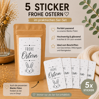 FROHE OSTERN 5 Sticker für Geschenktütchen