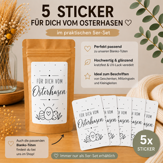 FÜR DICH VOM OSTERHASEN 5 Sticker für Geschenktütchen