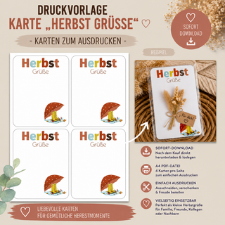 Herbst Grüße Regenschirm - PDF-Download Karte