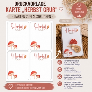 Herbst Gruß Pilze - PDF-Download Karte