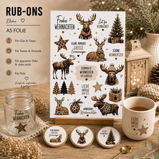 Rub On Sticker Weihnachten Elche