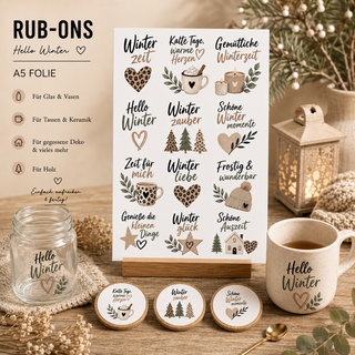 Rub On Sticker Hello Winter