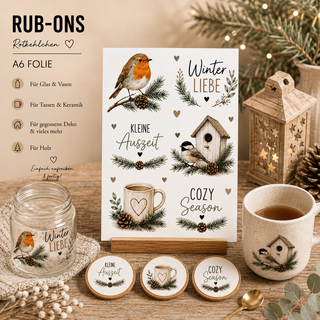 Rub On Sticker Weihnachten Rotkehlchen A6