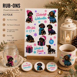 Rub On Sticker Weihnachts-Dackel